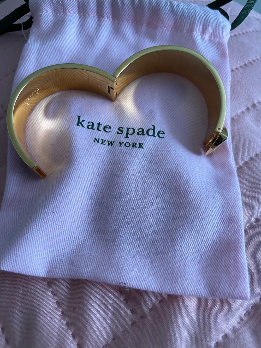 kate spade Gold-Tone Black and White Enamel Hinged Bangle With Dust Bag EUC - Picture 4 of 6